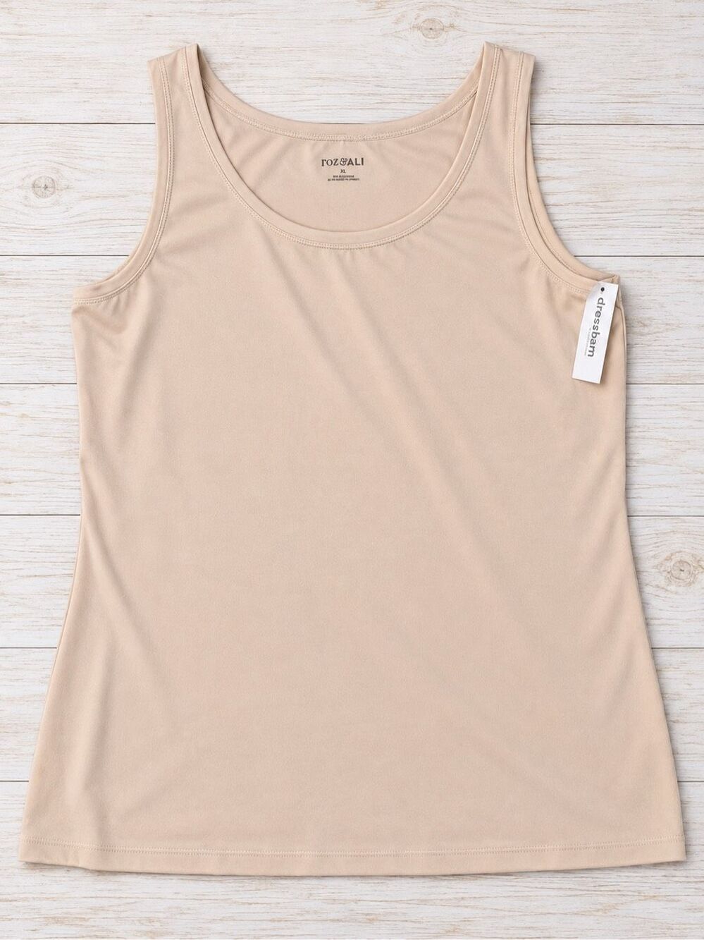 Roz & Ali XL Beige Nude Scoop Neck Sleeveless Layering Tank Top NWT